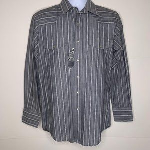 NWT Roper Men's Western Pearl-Snap Long-Sleeve Premium Striped Shirt- SMALL Gray